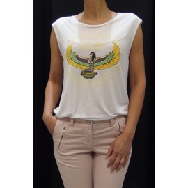 Camiseta Rock blanca amarilla. 