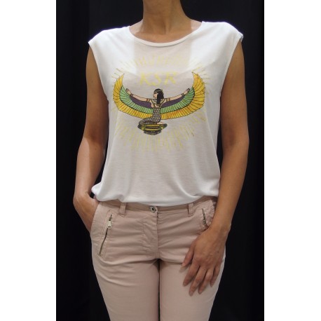 Camiseta Rock blanca amarilla. 