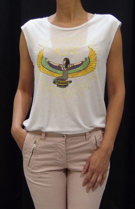 Camiseta Rock blanca amarilla. 