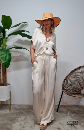 PANTALON EDURNE SUELTO RASO BEIGE