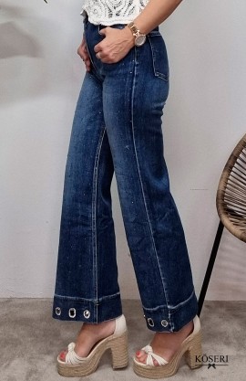 PANTALONES VAQUEROS FLARE STRASS JEANS 