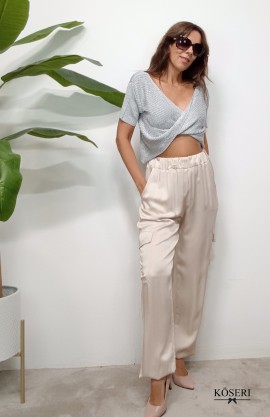 PANTALON CLAUDIA CARGO RASO BEIGE 