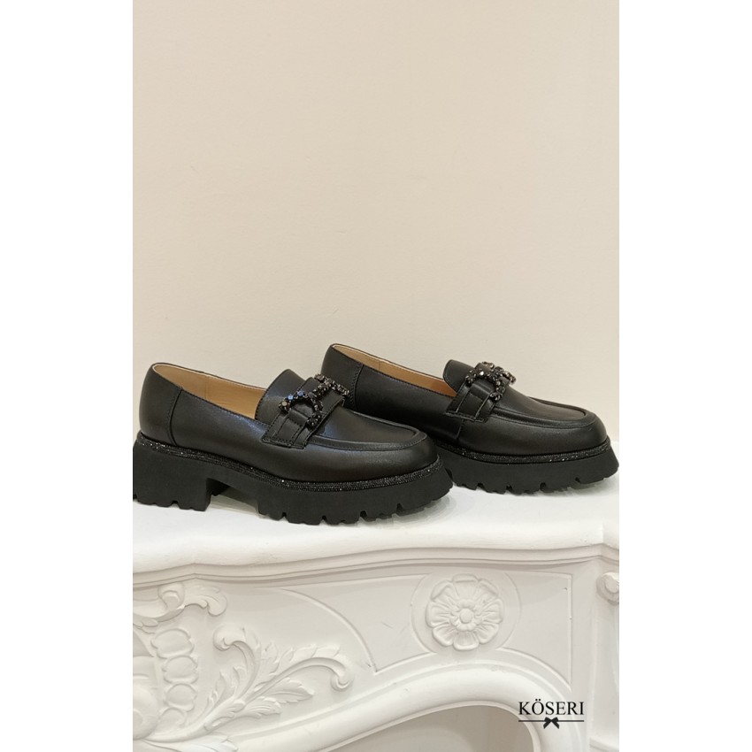 MOCASIN ALMA EN PENA PIEL NEGRO