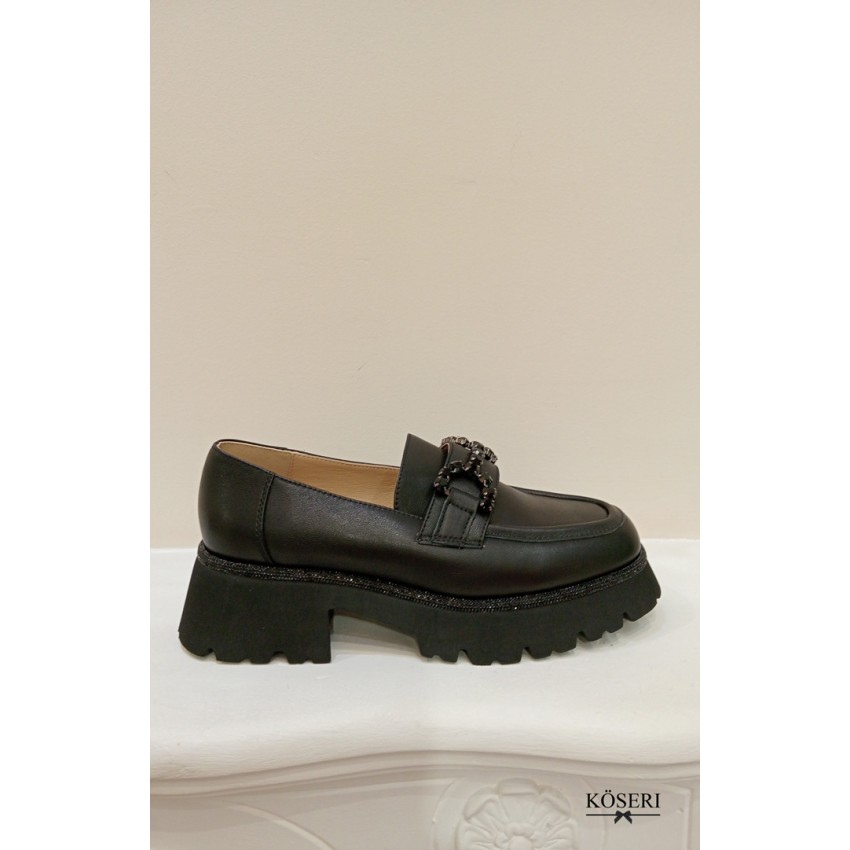 MOCASIN ALMA EN PENA PIEL NEGRO