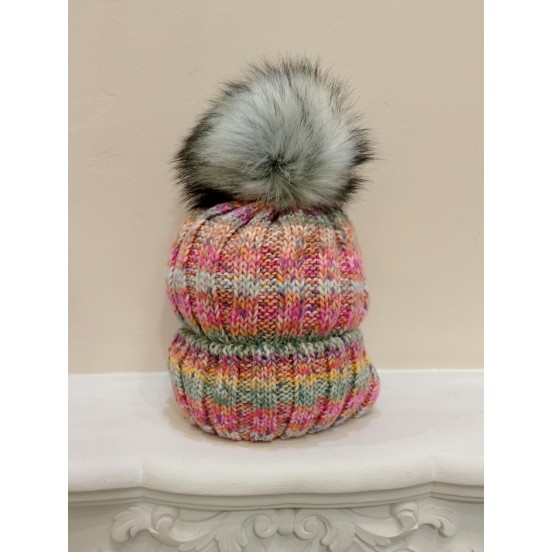 GORRO ESPIGA COLORES Y POMPON