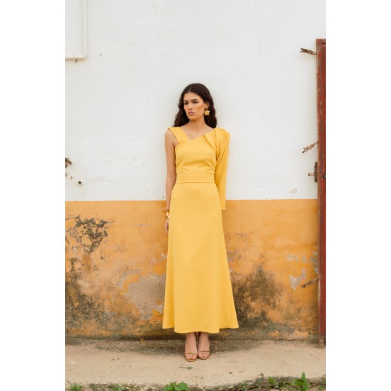 VESTIDO LARGO LOTO AMARILLO