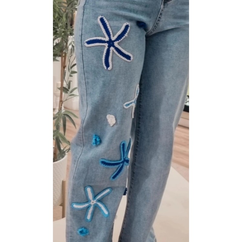 PANTALON VAQUERO FLARE CROCHET