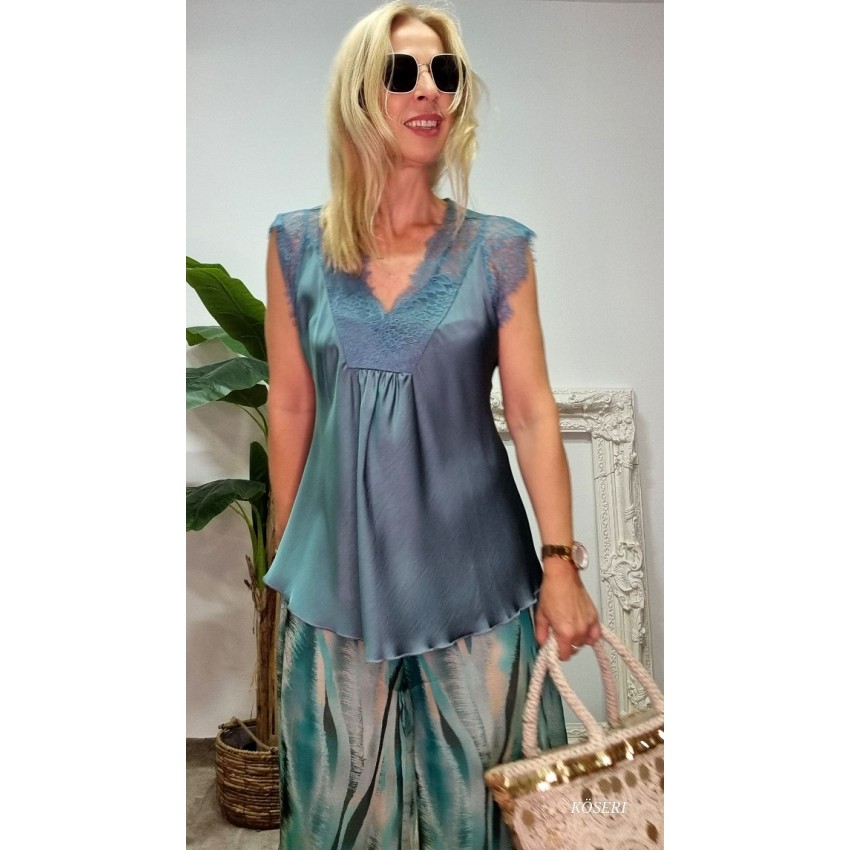 LENCERO CON ENCAJE AZUL