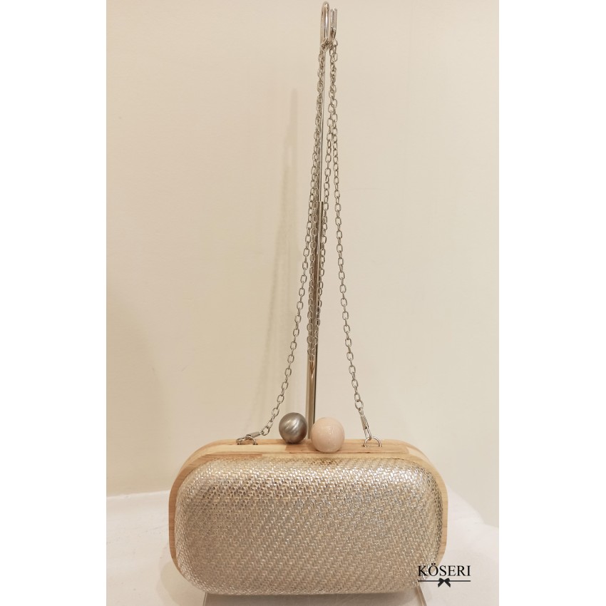 CLUTCH MADERA PLATA