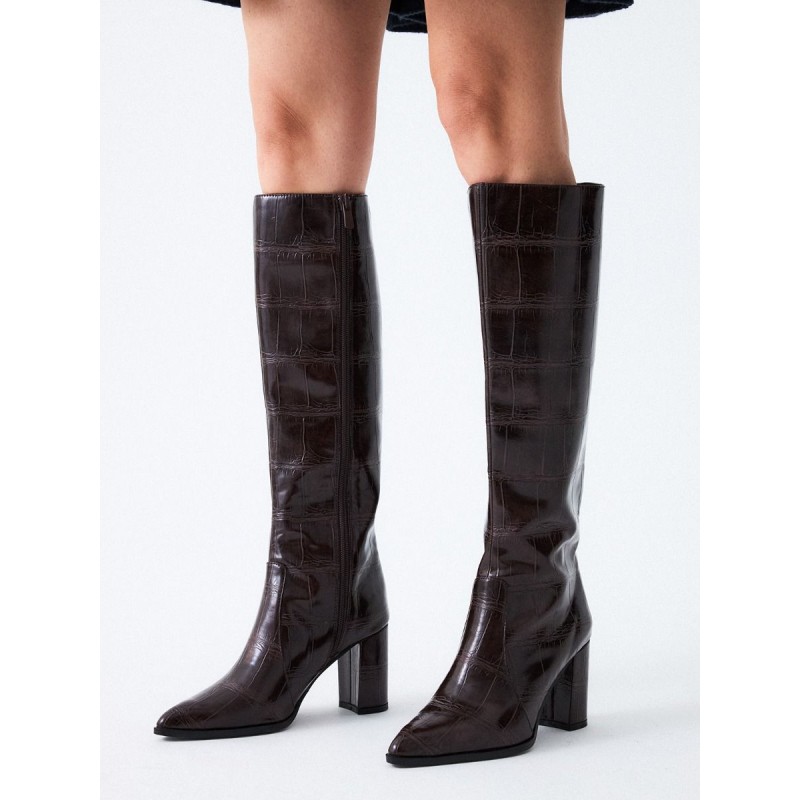 BOTA ALTA CROCO MARRÓN