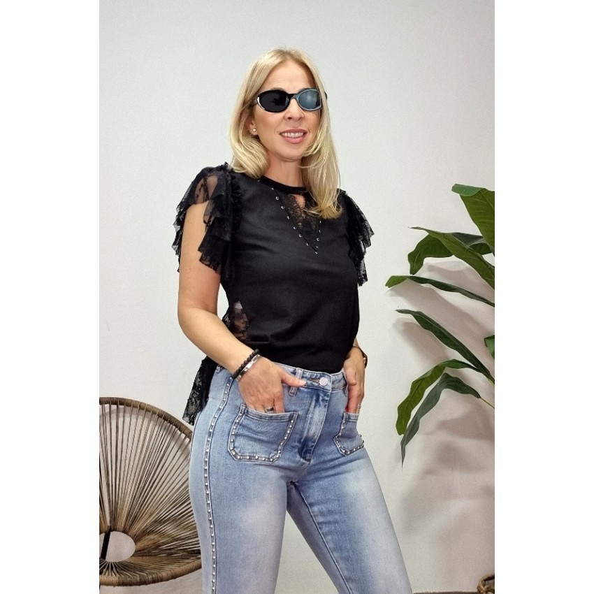 CAMISETA TOP NEGRO SCARLETT