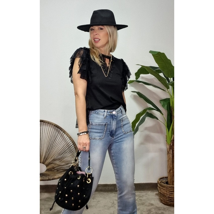 CAMISETA TOP NEGRO SCARLETT