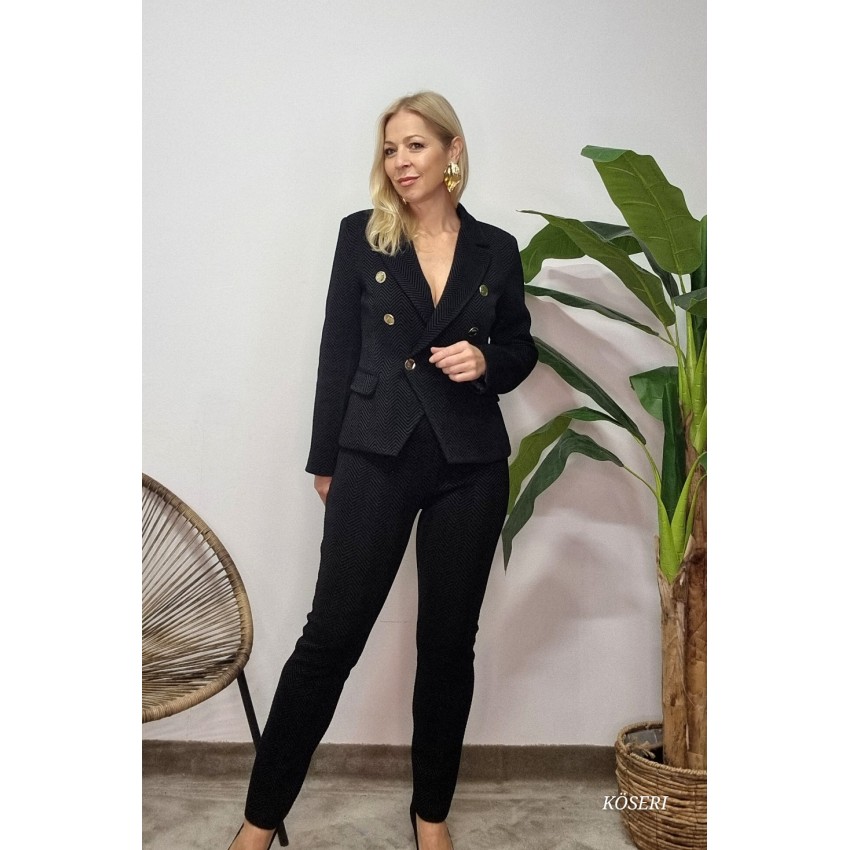 PANTALON TERCIOPELO ZIGZAG NEGRO