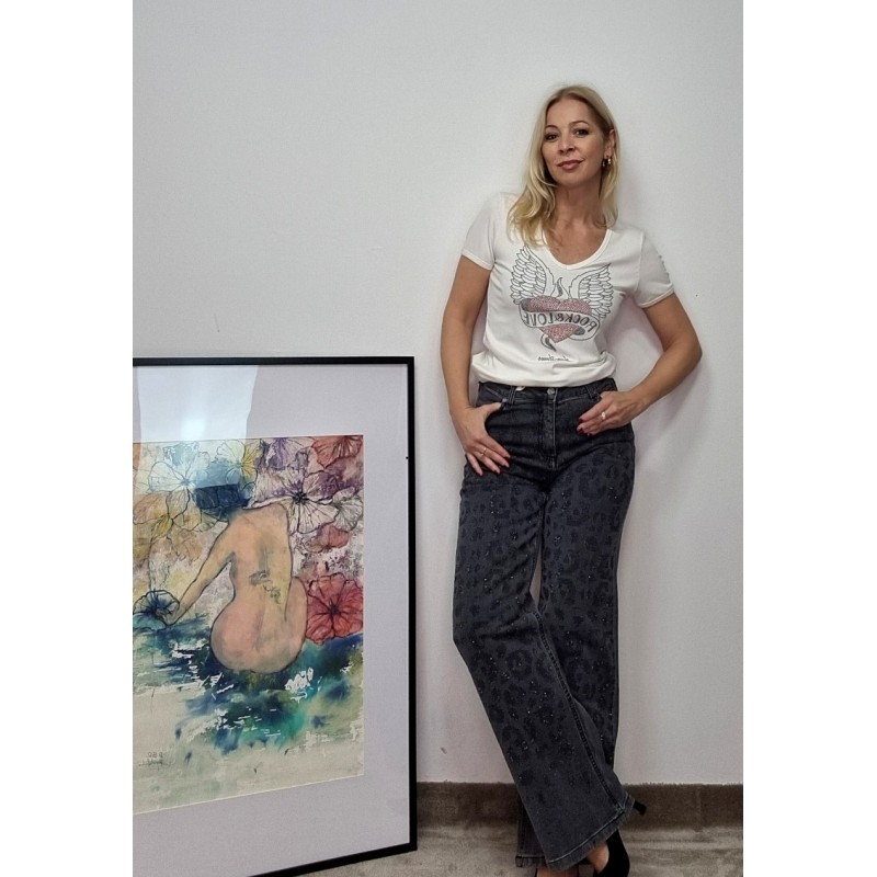 PANTALON VAQUERO GRIS CRISTALES NEGRO