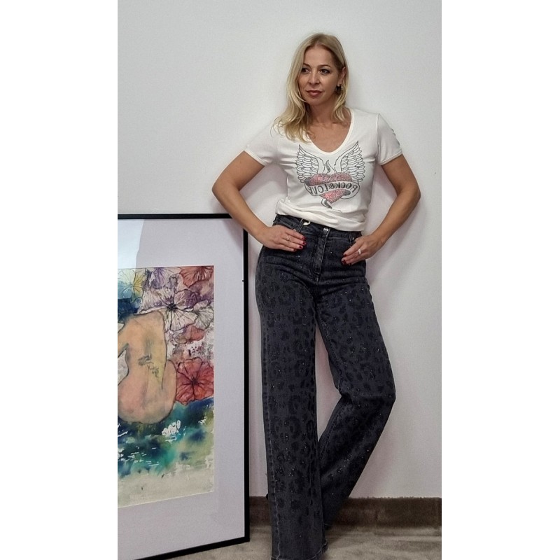 PANTALON VAQUERO GRIS CRISTALES NEGRO