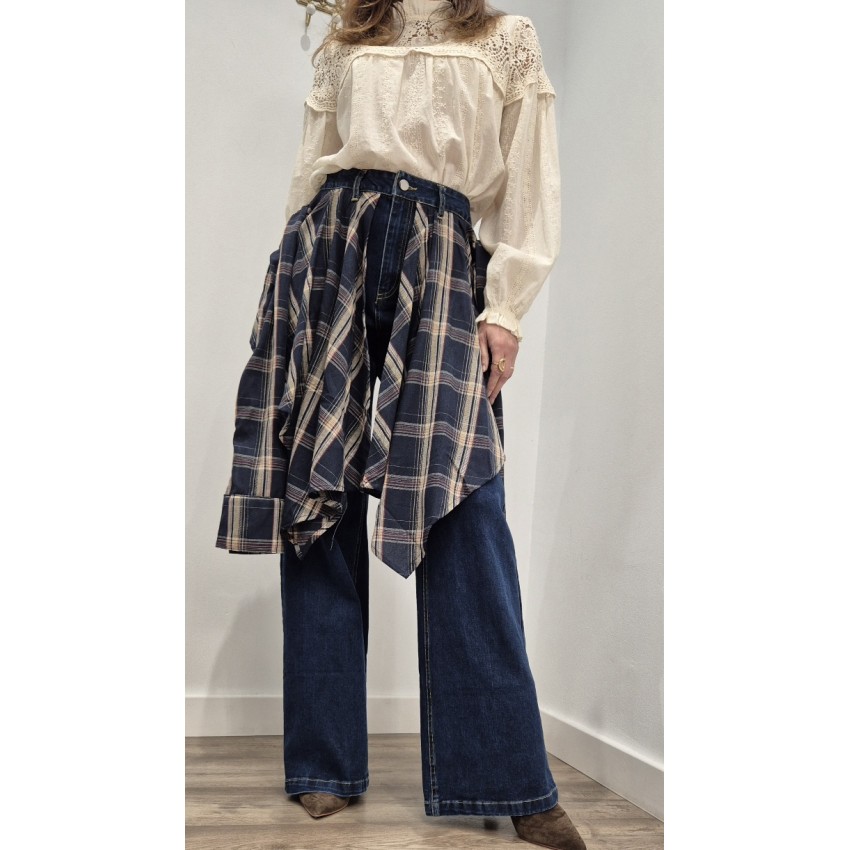 PANTALÓN VAQUERO COMBICAMISA CUADROS