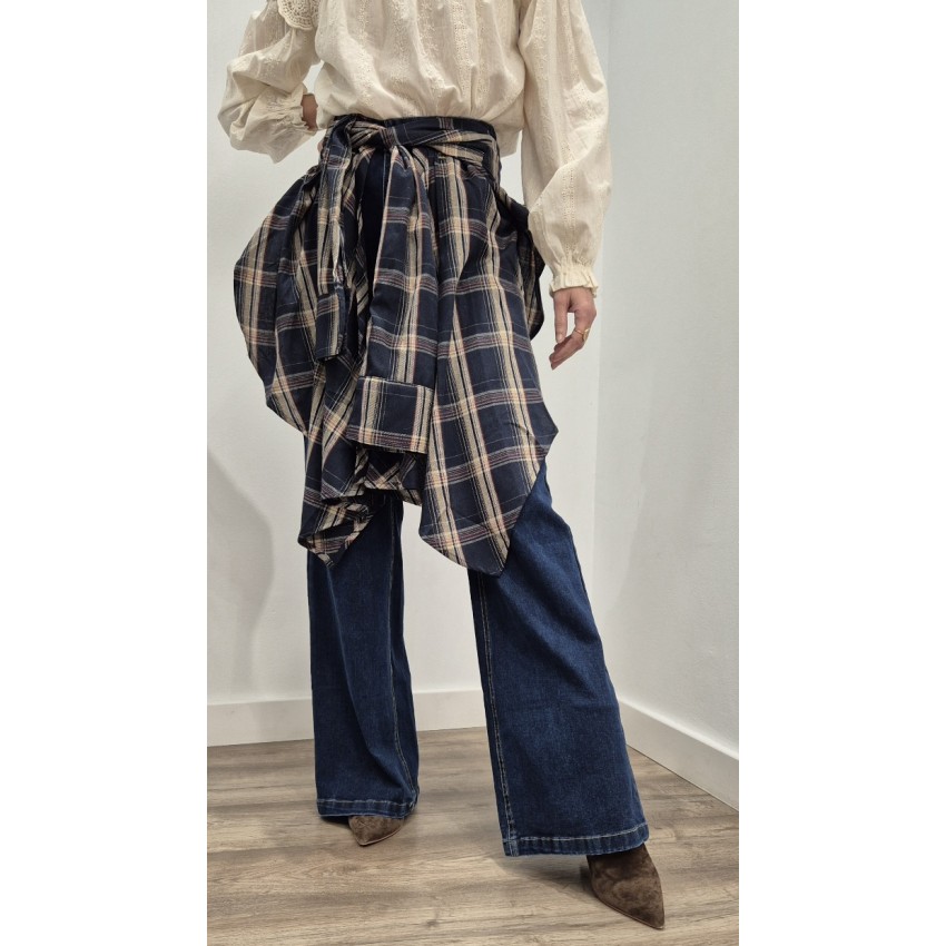 PANTALÓN VAQUERO COMBICAMISA CUADROS