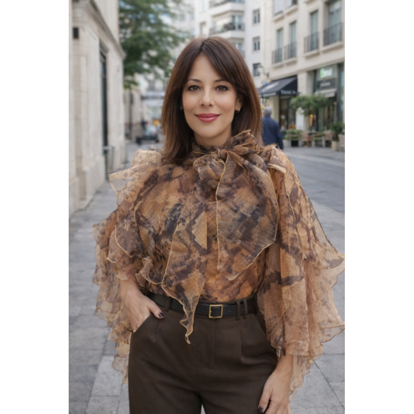 BLUSA ORGANZA ANIMAL PRINT
