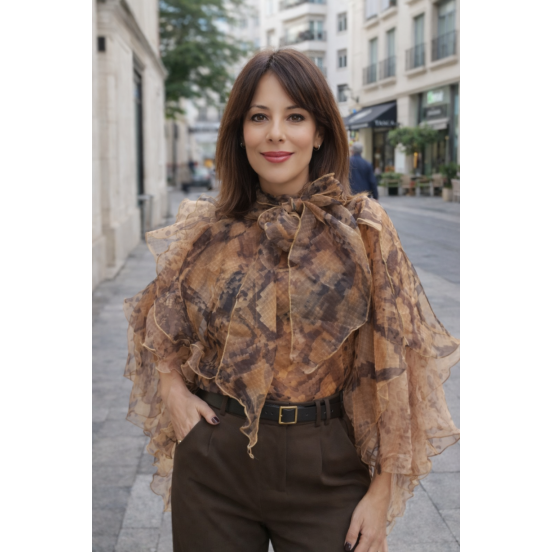BLUSA ORGANZA ANIMAL PRINT