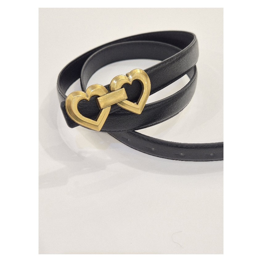 CINTURÓN NEGRO HEBILLA CORAZONES