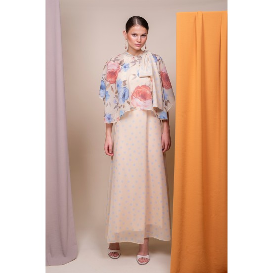 VESTIDO LUNARES Y CAPITA DE FLORES