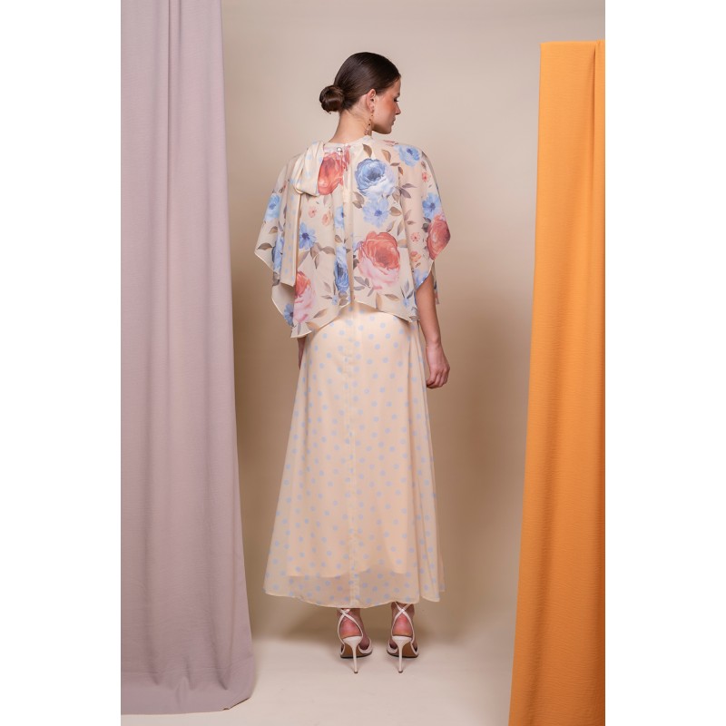 VESTIDO LUNARES Y CAPITA DE FLORES