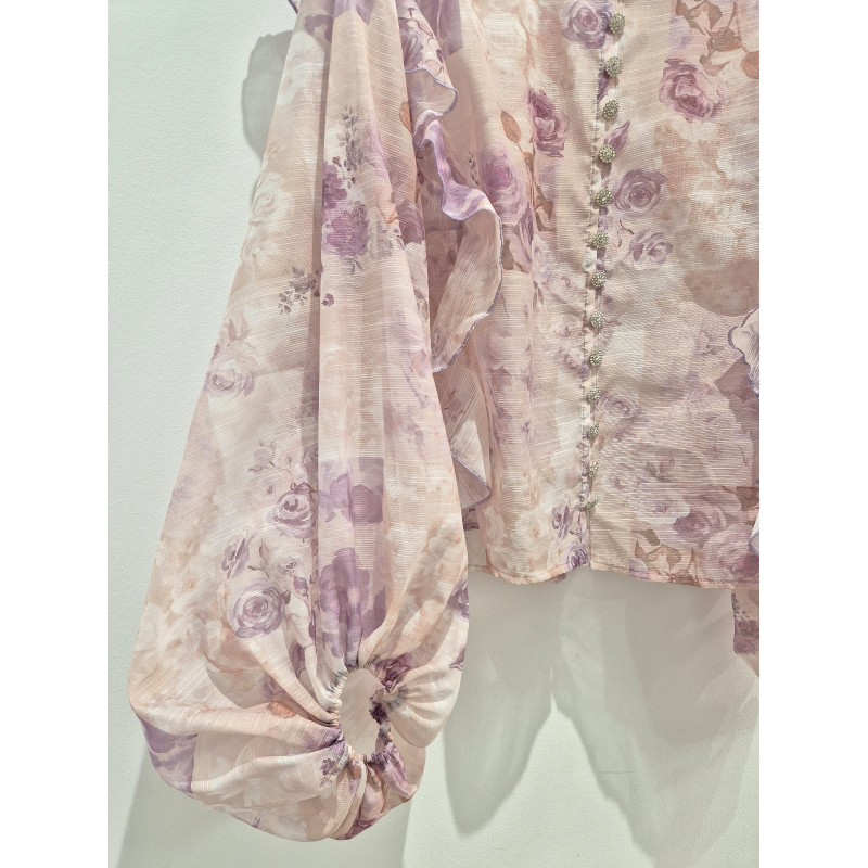 BLUSA ORGANZA FLORES LILA