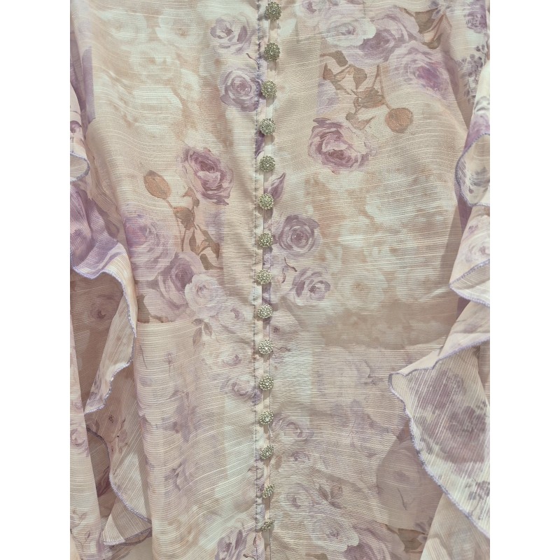 BLUSA ORGANZA FLORES LILA