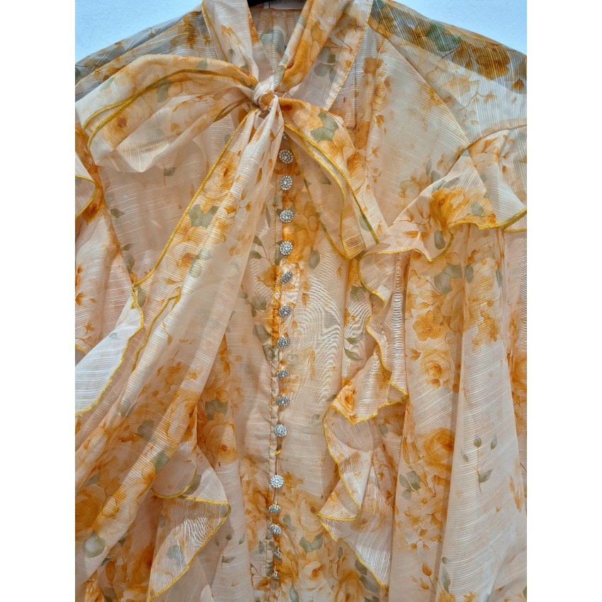BLUSA ORGANZA FLORES NARANJA