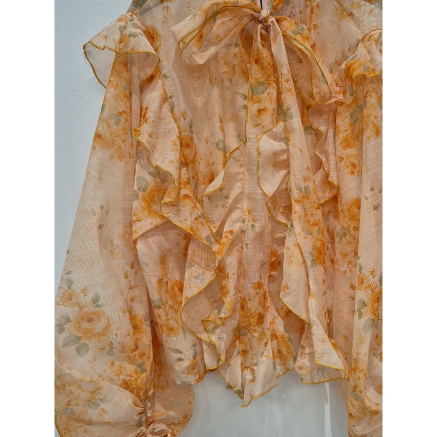BLUSA ORGANZA FLORES NARANJA