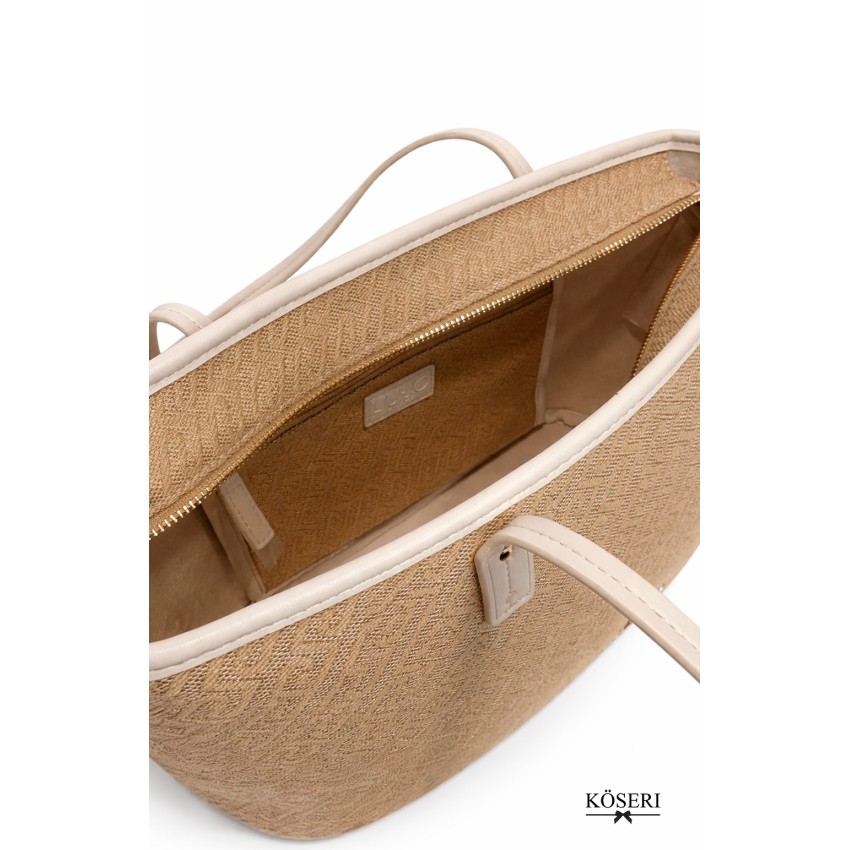 BOLSO EVRIM BEIGE CON LOGO GRANDE