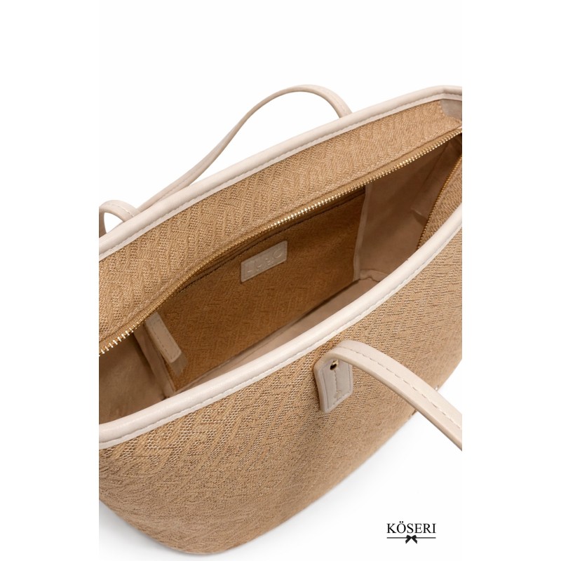 BOLSO EVRIM BEIGE CON LOGO GRANDE