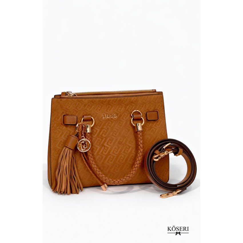 BOLSO MANH MARRON CON LOGO