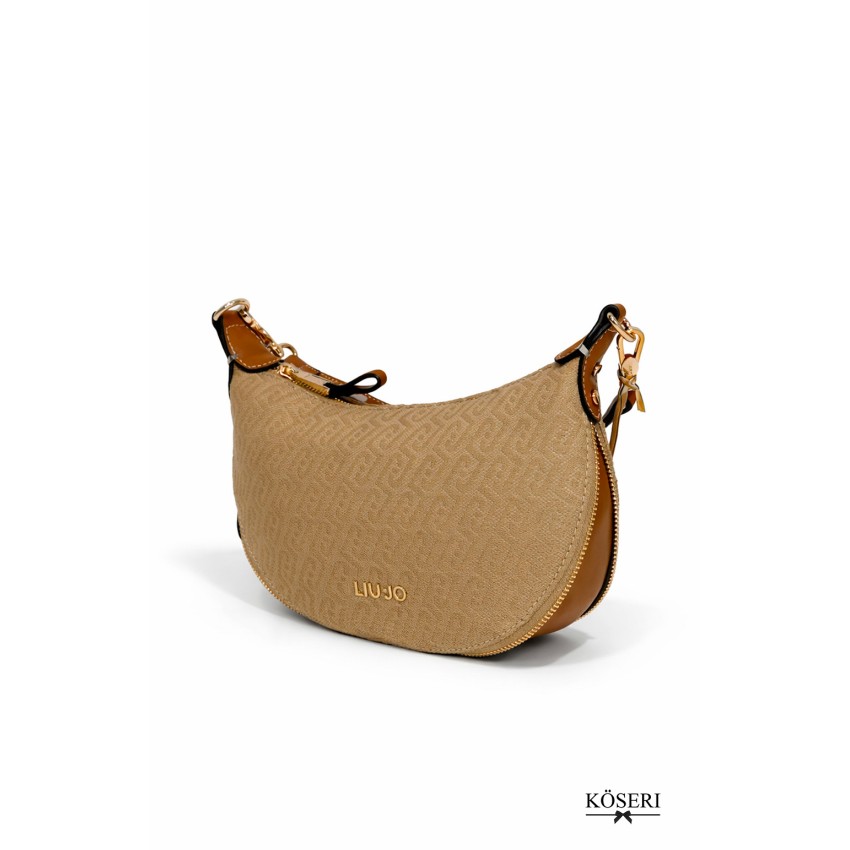 BOLSO KALISKA BEIGE CON LOGO PEQUEÑO