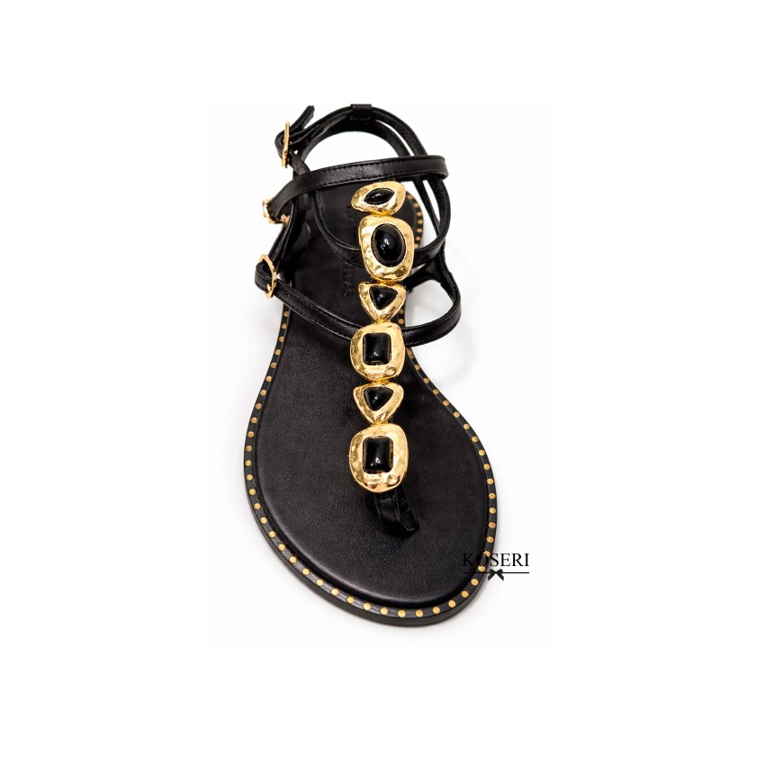 SANDALIA ESCLAVA CON CRISTALES NEGRA