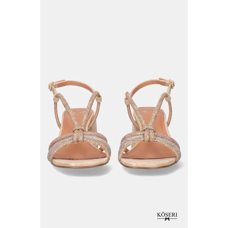 SANDALIA STRASS TACON MEDIO ORO