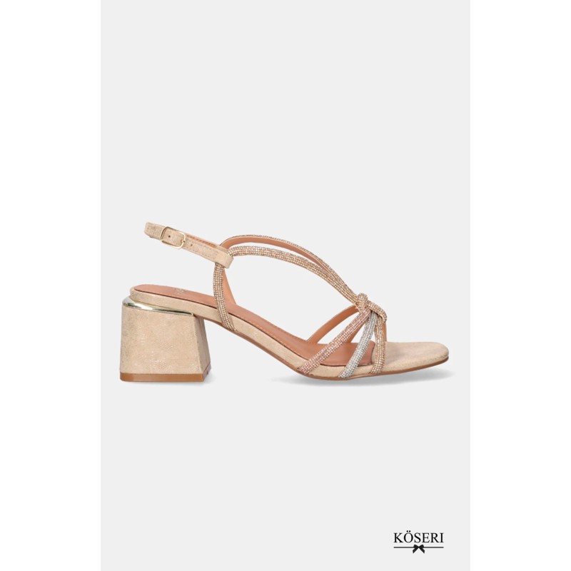 SANDALIA STRASS TACON MEDIO ORO