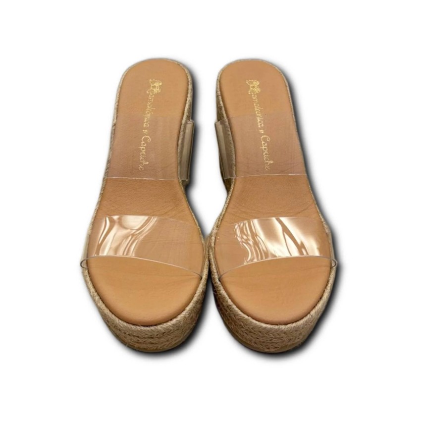 SANDALIA SUMBA VINILO CUÑA ESPARTO CAMALEÓNICA