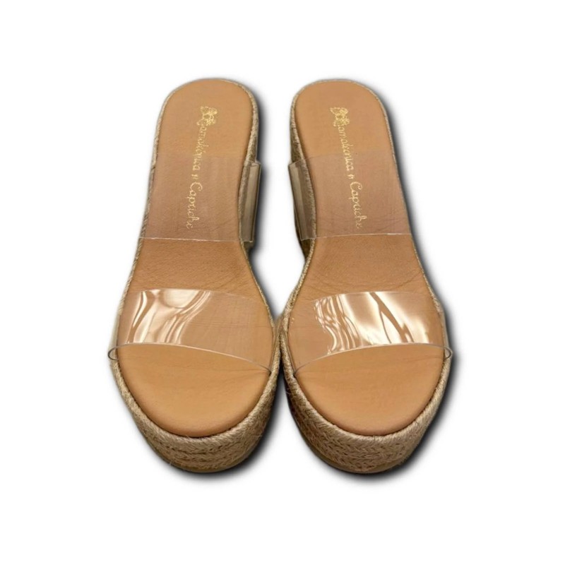 SANDALIA SUMBA VINILO CUÑA ESPARTO CAMALEÓNICA