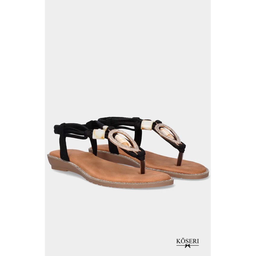 SANDALIA PLANA CAREY NEGRA