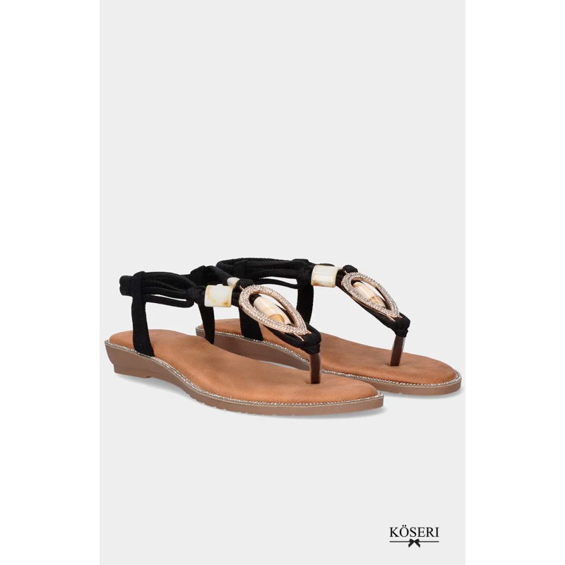 SANDALIA PLANA CAREY NEGRA