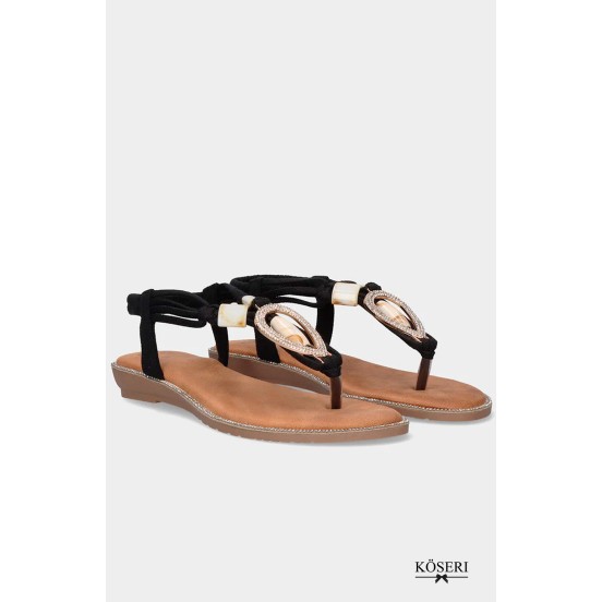 SANDALIA PLANA CAREY NEGRA