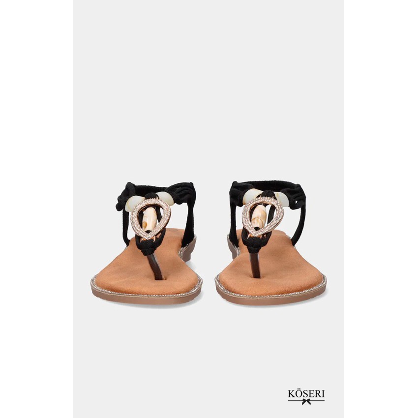 SANDALIA PLANA CAREY NEGRA