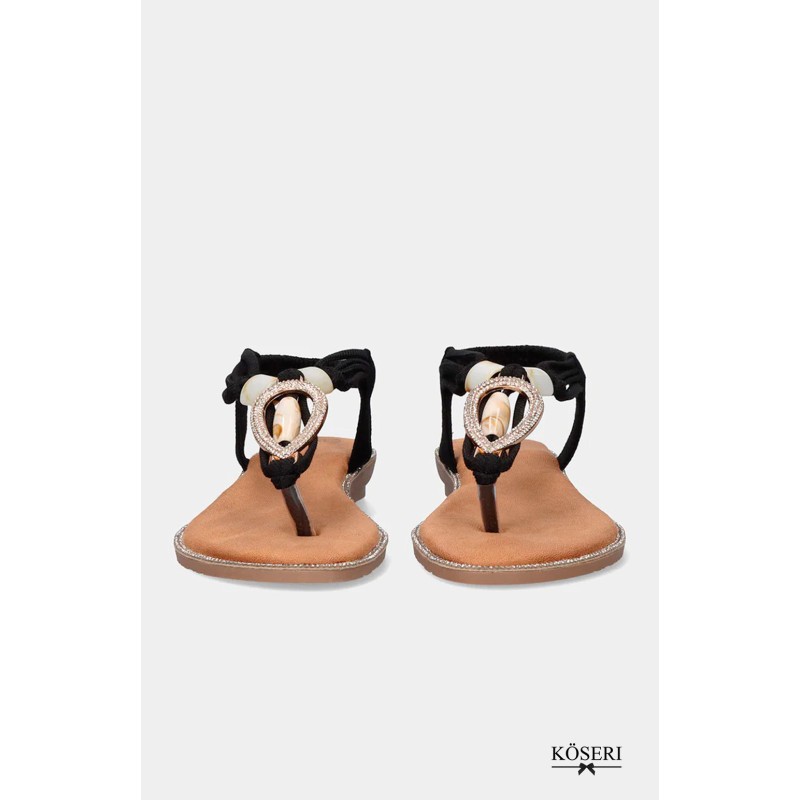 SANDALIA PLANA CAREY NEGRA