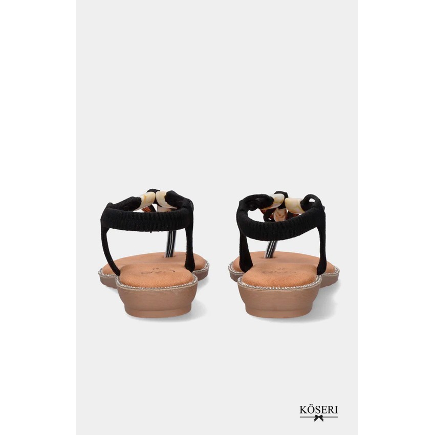 SANDALIA PLANA CAREY NEGRA