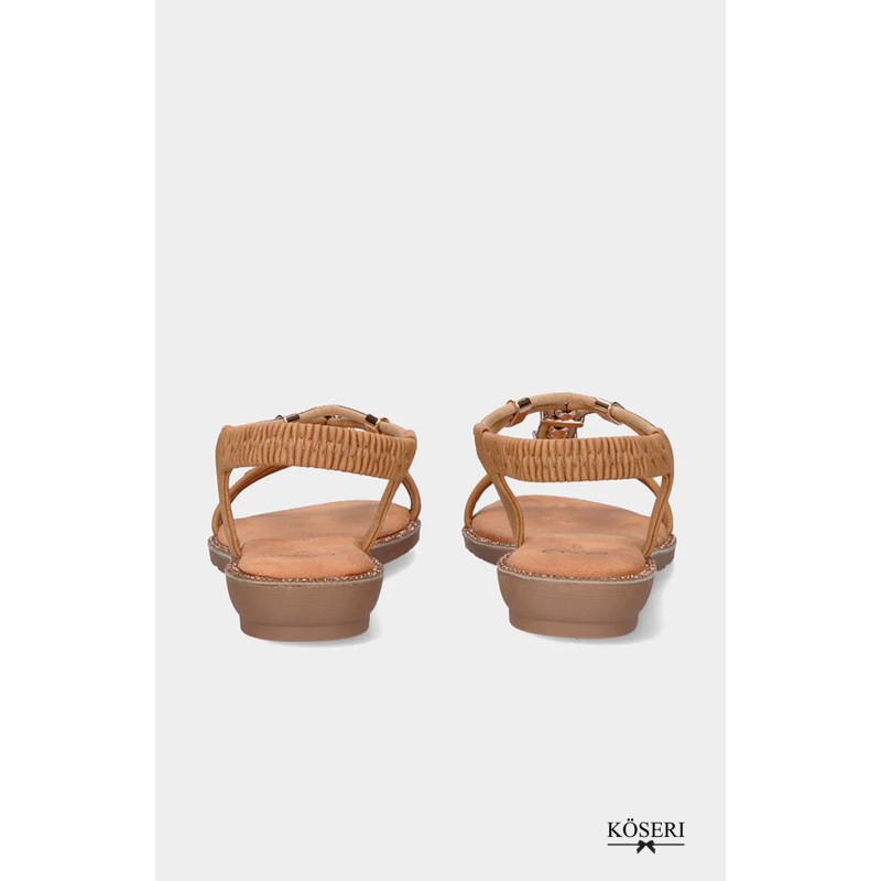 SANDALIA PLANA CRISTALES CAMEL