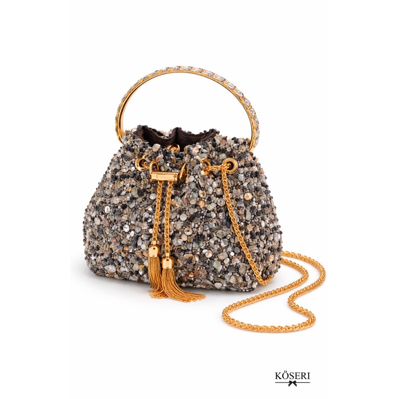 BOLSO SAQUITO PIEDRAS NEGRO