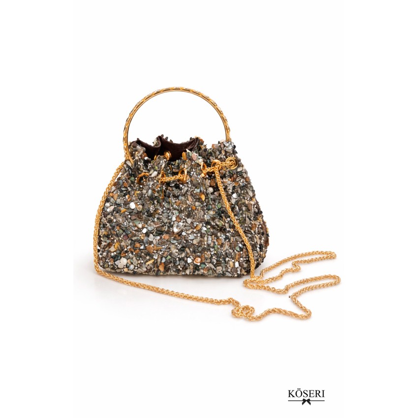 BOLSO SAQUITO PIEDRAS NEGRO