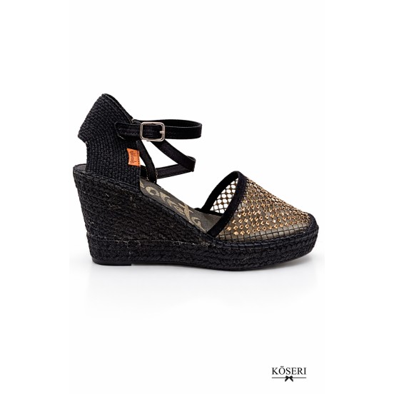 ALPARGATA REJILLA NEGRA CRISTAL