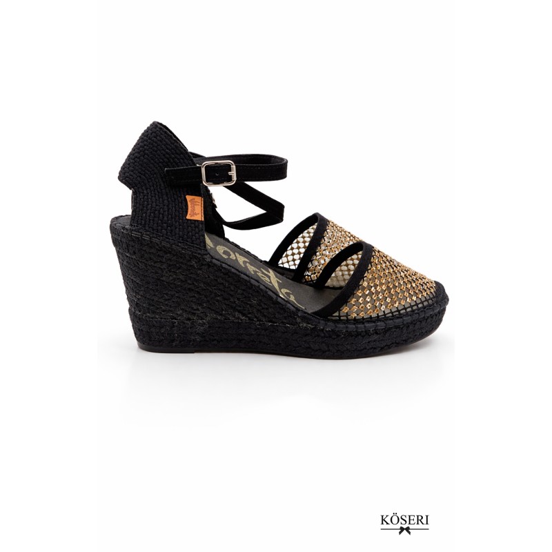 ALPARGATA REJILLA NEGRA CRISTAL